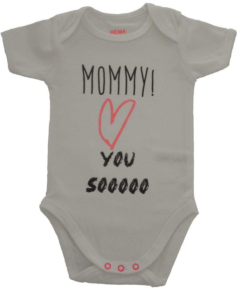 Weisses Body mit Mommy love you sooo und rosa Herz