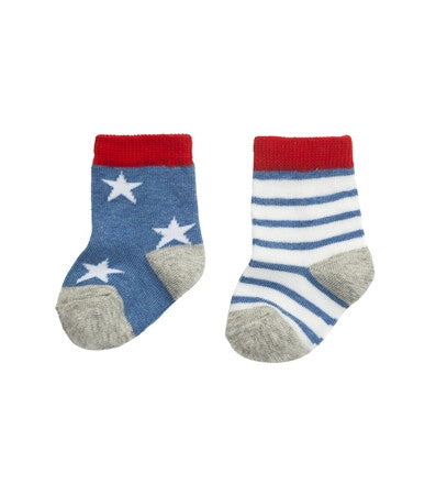 2 Paar Buben-Socken, mit Sternen und gestreift